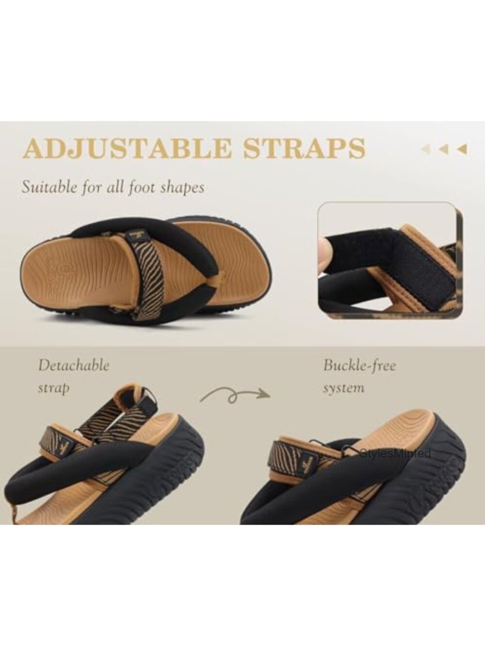 Orthopedic Arch Support Sandals Cushion Walking Flip Flops - Picture 3 of 6